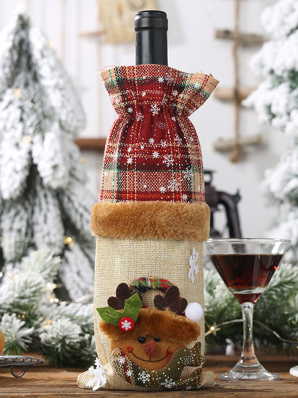 Christmas Checkered Split-Joint Wine Bags