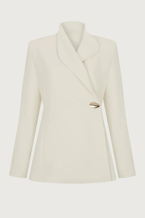 Exquisite and Fashionable Stand Lapel Neck Metal Button Long Sleeve Blazer