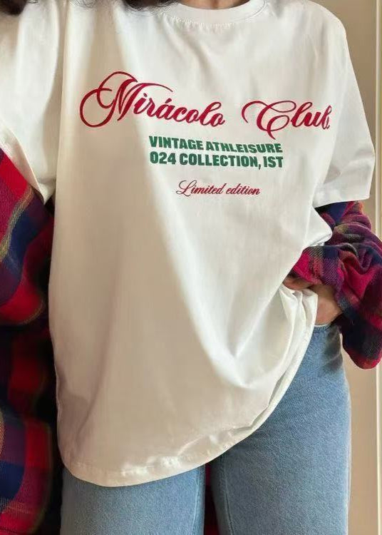 Oversized Cotton T Shirt With Graphic Lettering