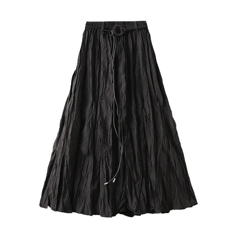 High Waist Pleated Midi Skirt