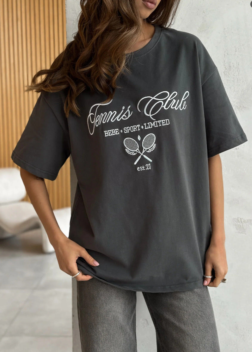 Oversized Cotton Graphic Sporty T Shirt
