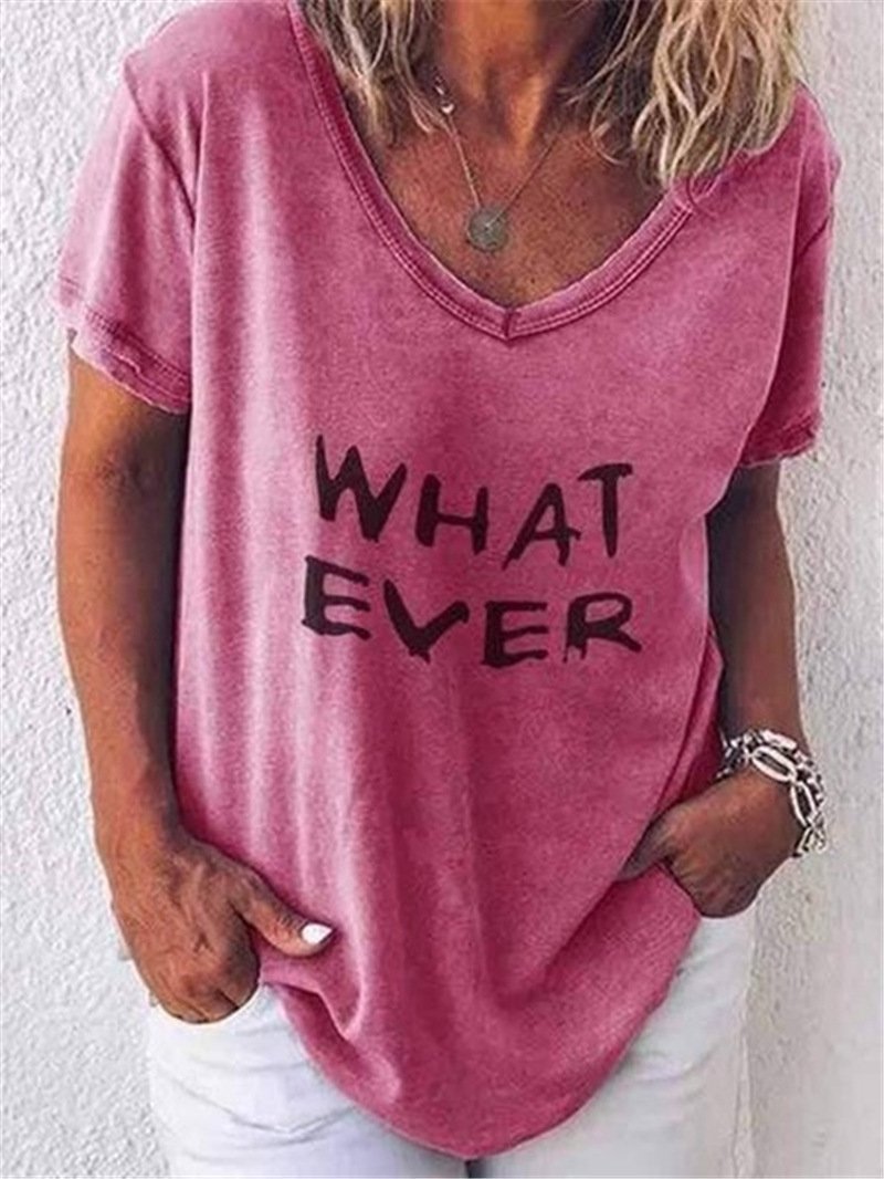 T-Shirt With Short Sleeve And Round Collar Printed Letters