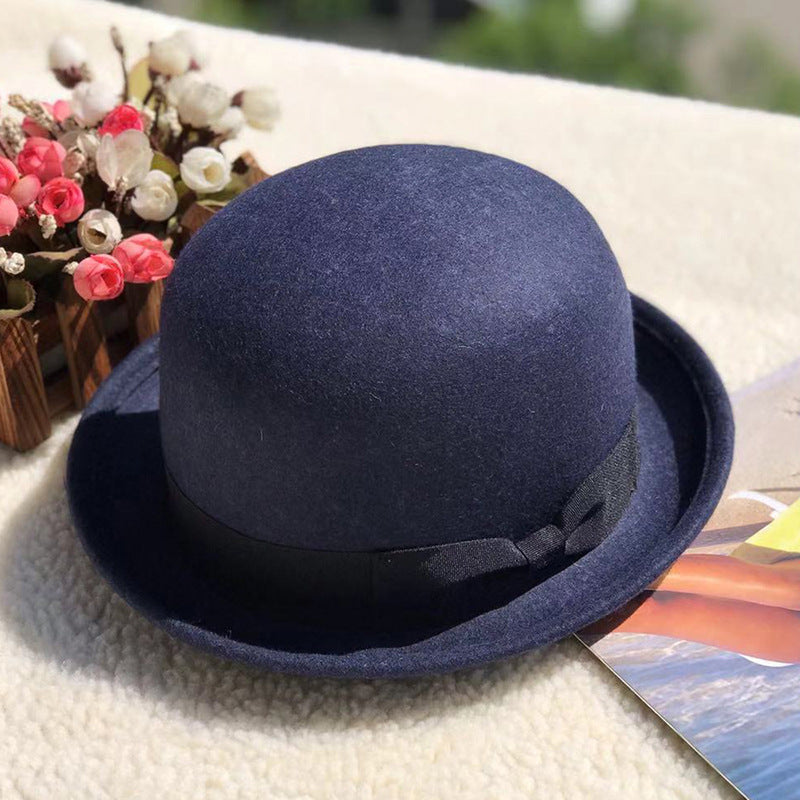 Vintage Wool Felt Roll Brim Hat for Women