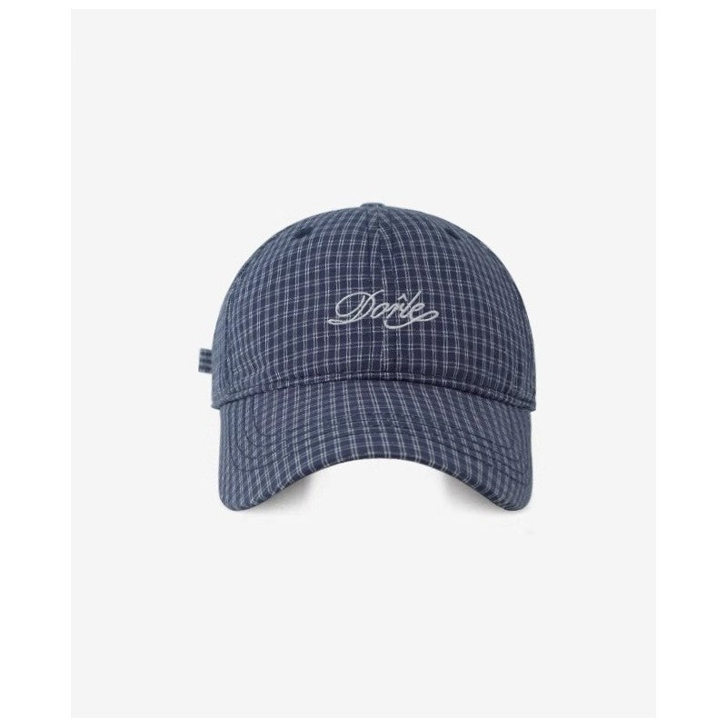 Embroidered Checkered Baseball Cap With Letters