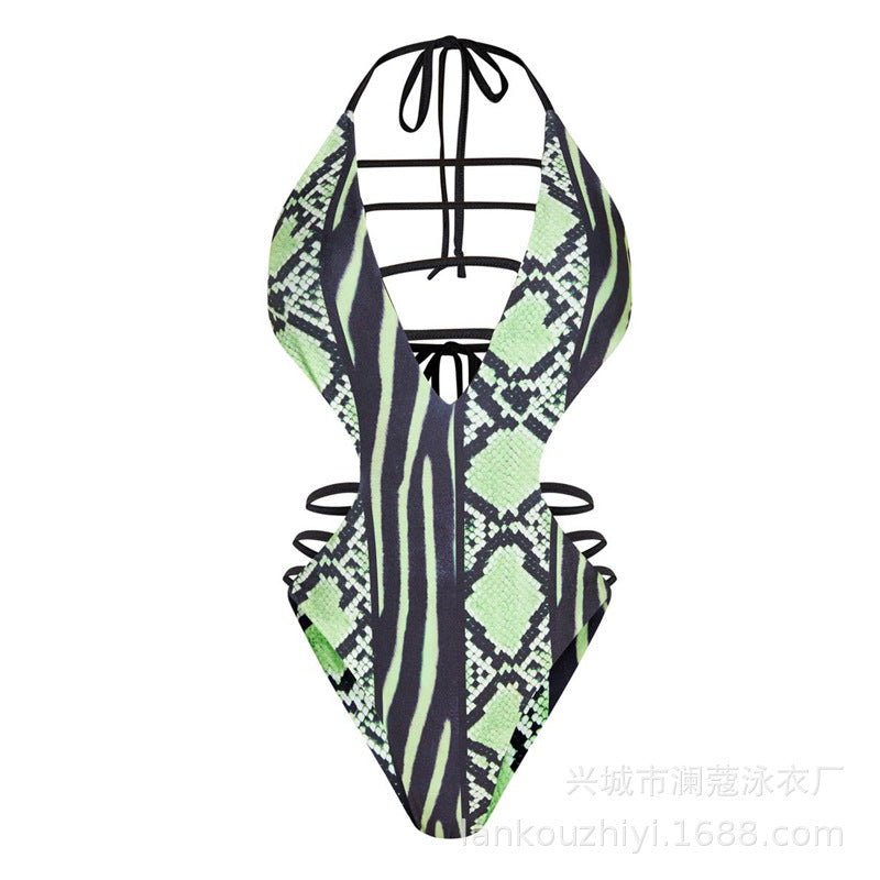 Swimsuit Sexy One-Piece Snakeskin Print With Ladies Bikini