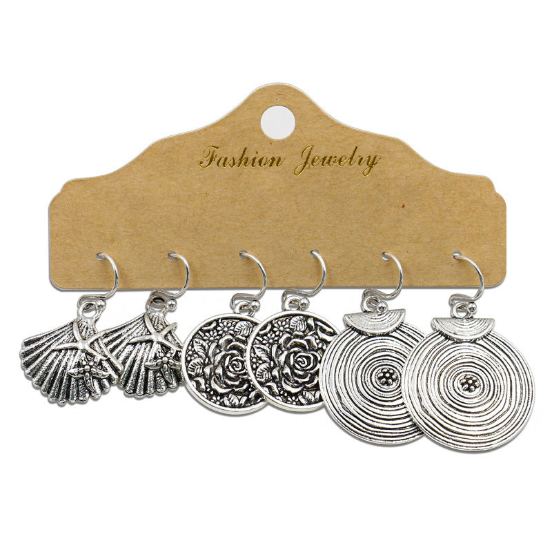 Metal Water Drop Earrings Set Vintage Style Jewelry