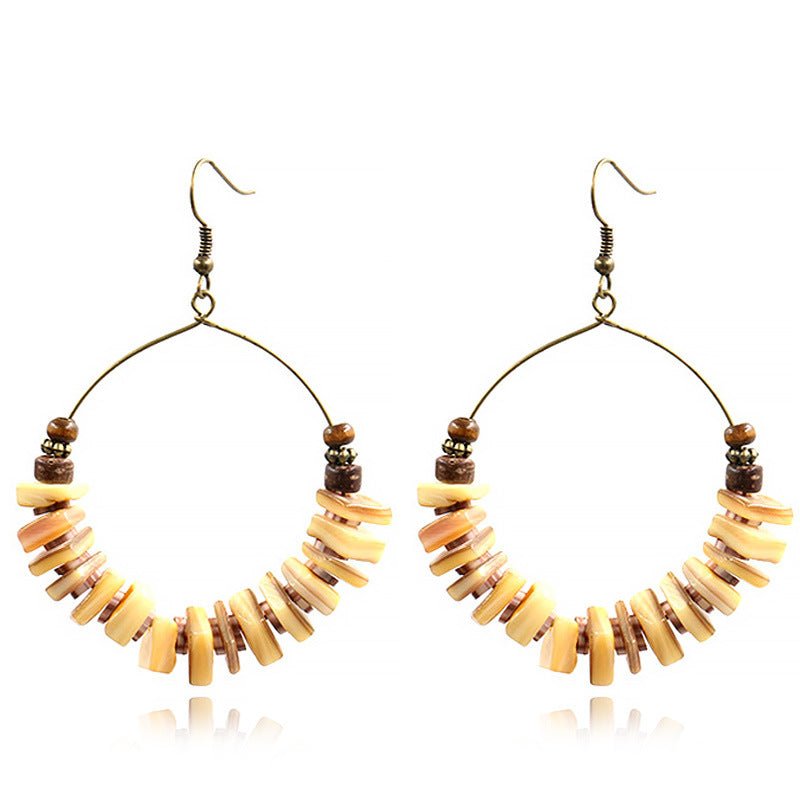Retro Handmade Beaded Circle Earrings for Women Bohemian Style