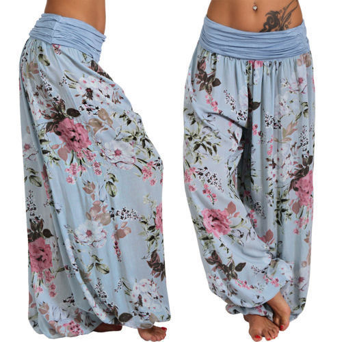Digital Print Long Wide Leg Slacks Harem