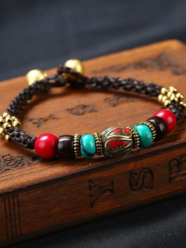 New Boho Ethnic Style Jewelry Nepal Bracelet Retro Creative Diy Wax Rope Woven Jewelry