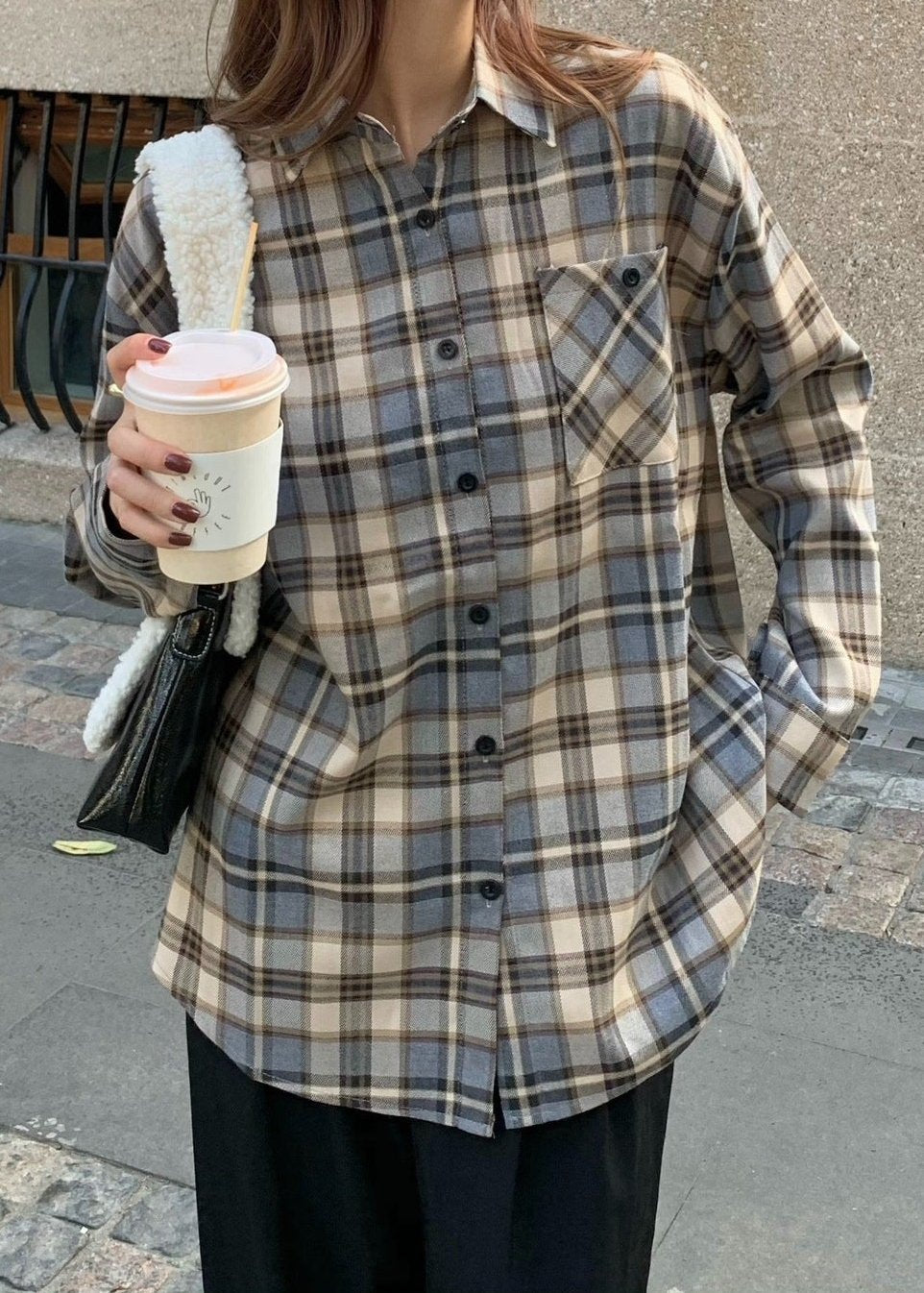 Thick Blue Plaid Cotton Shirt Jacket