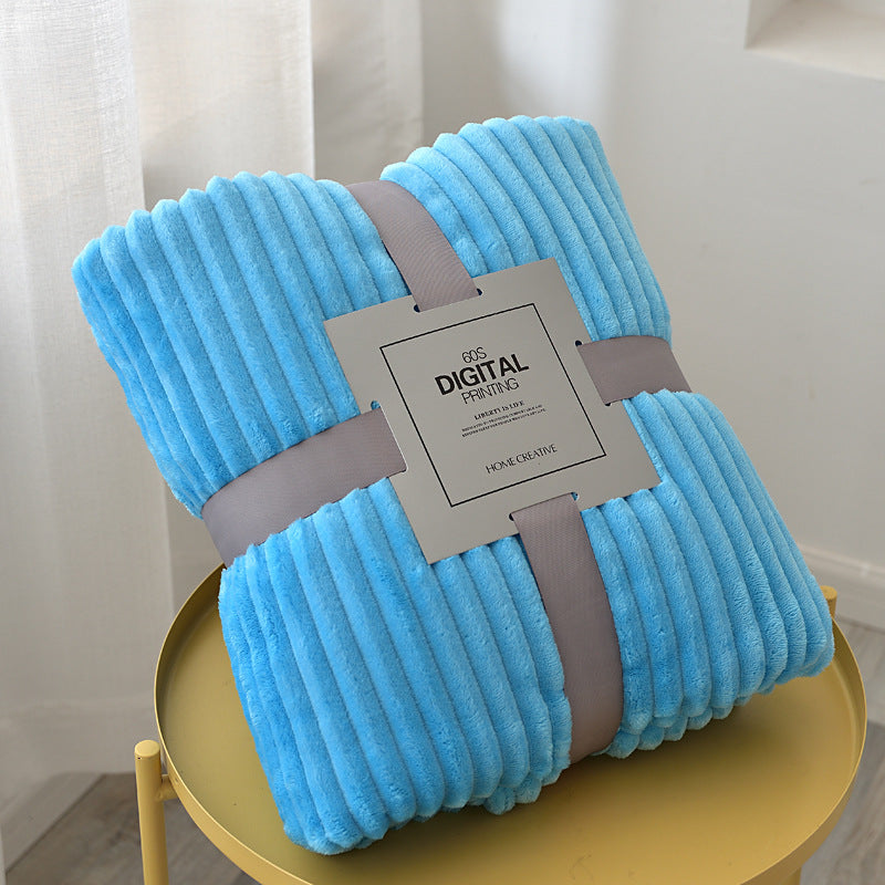 Minimalist Fleece Flannel Velvet Ribbed Throw Blanket