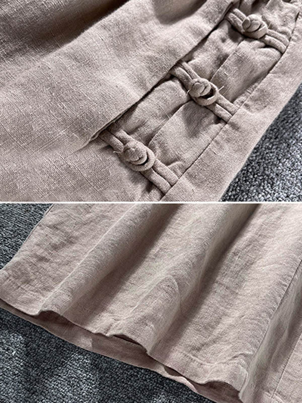 Ramie Cotton High-Waist Plus Size Loose Wide-Leg Casual Pants