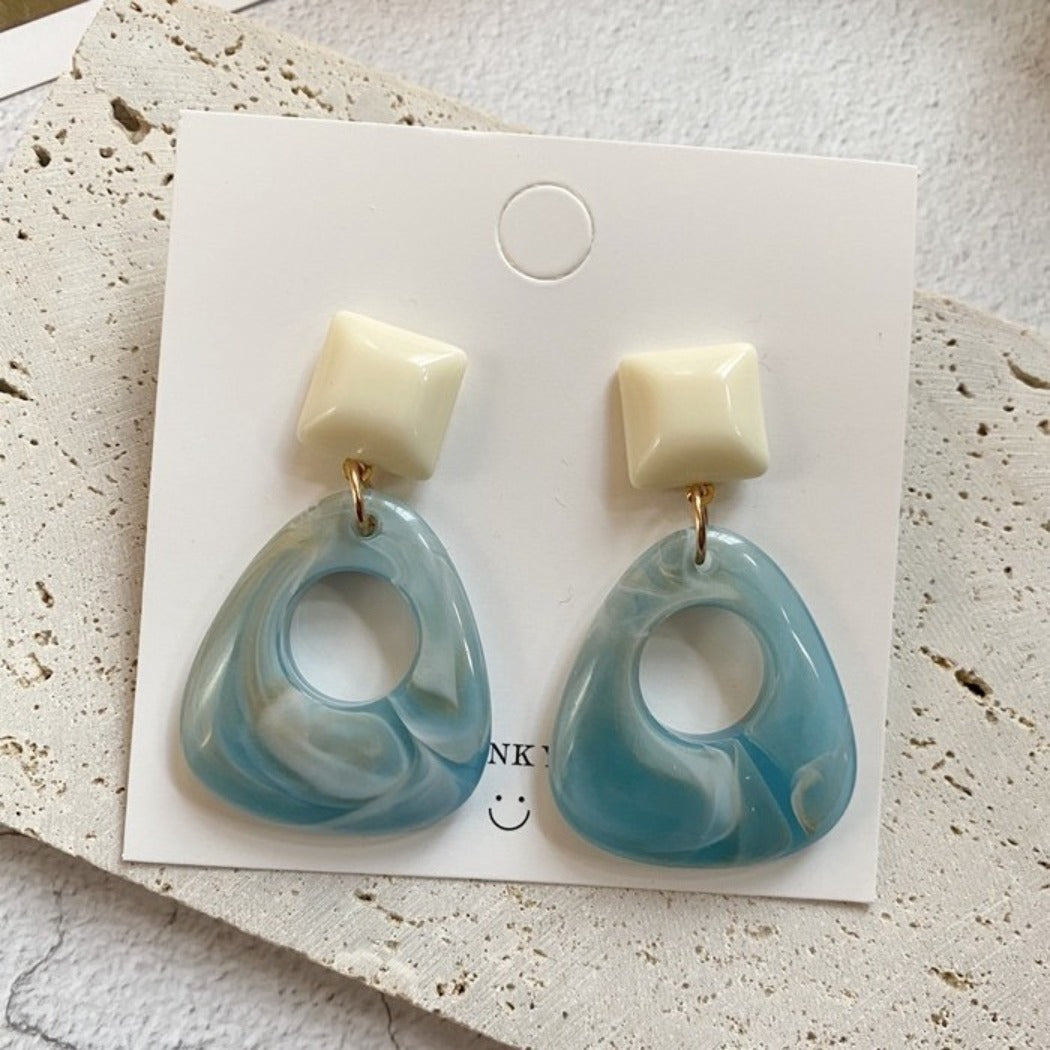 Geometric Hollow-Out Watercolor Earrings