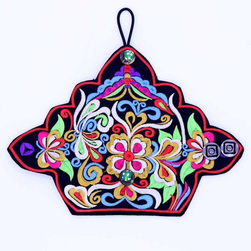 Ethnic Style Embroidery Triangle Bracelet Warm Fingerless Gloves Retro Style Embroidery Trend