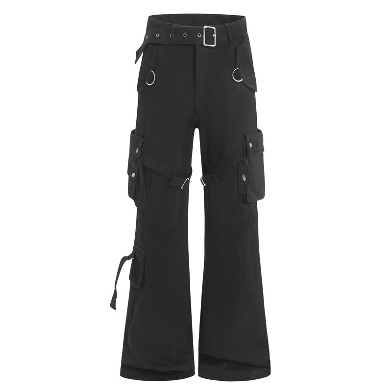 Tie-Waist Work Pants With Micro Flare