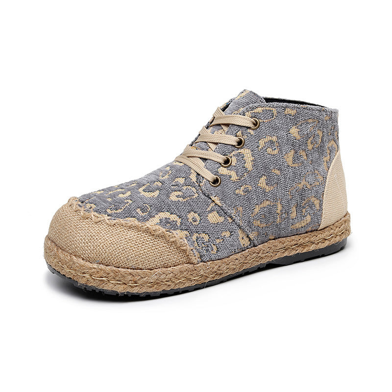 Autumn And Winter Ethnic Style Cotton And Linen Shoes Women'S Blow-Bottom Round Toe Women'S Casual Cloth Shoes