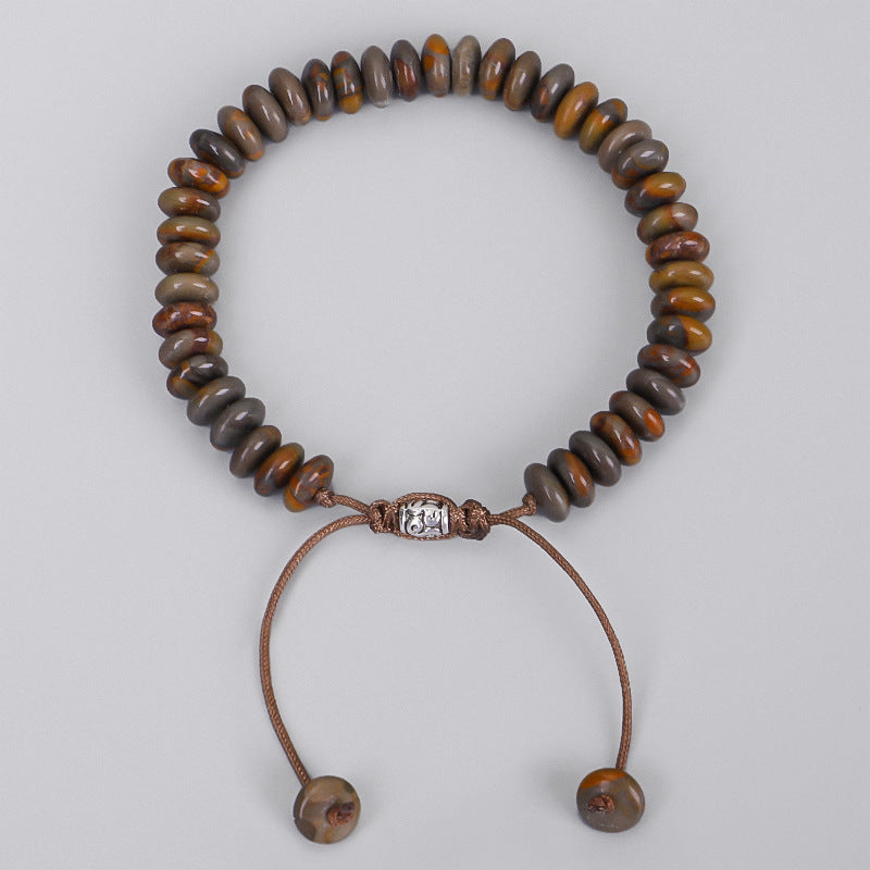Bracelet Bamboo Leaf Stone Abacus Beads Beaded Vintage Silver Jewelry Creative Pull-Off Bracelet Woman