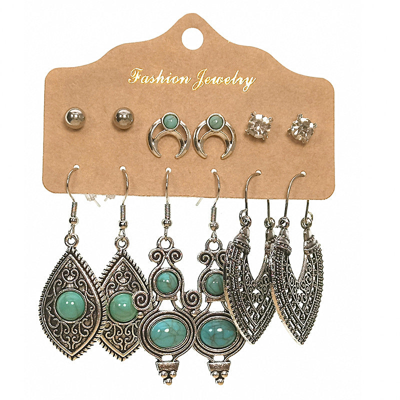Bohemian Long Leaf Feather Earrings Set