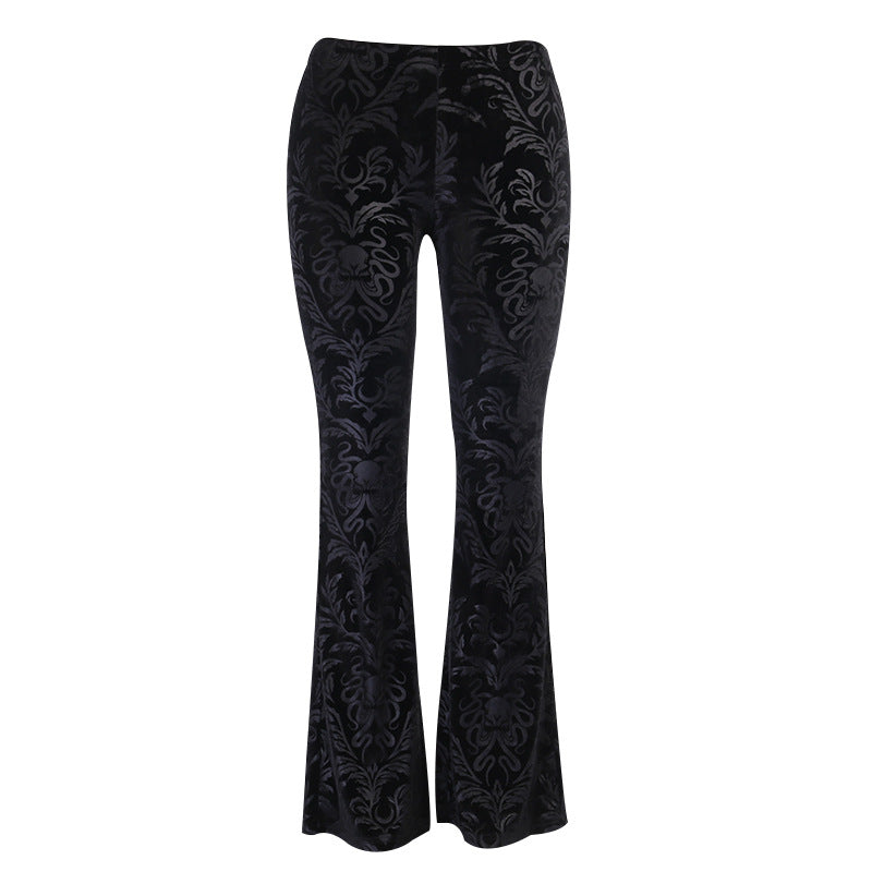Dark Flare Pants Stylish Casual Stretchy Design