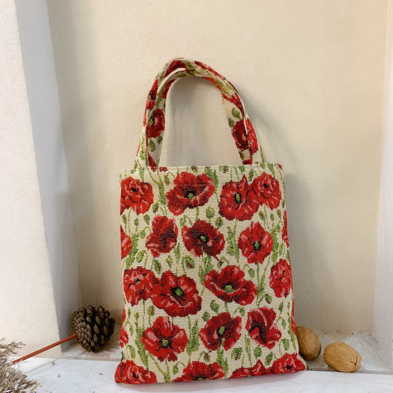 Vintage Tulip Pattern Handbag Stylish Tote Bag