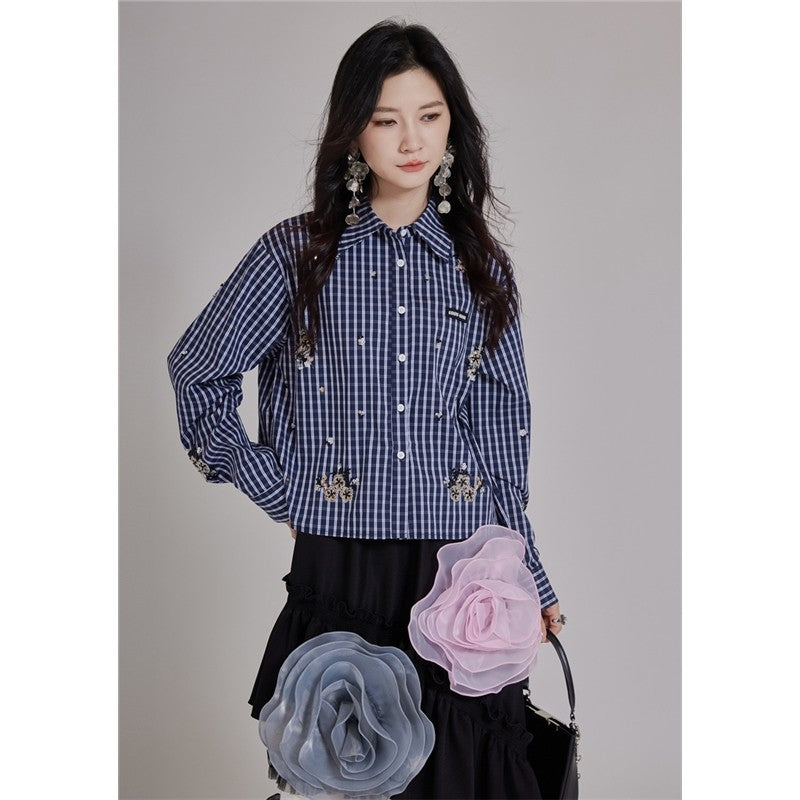 Beaded Frayed Short Shirt