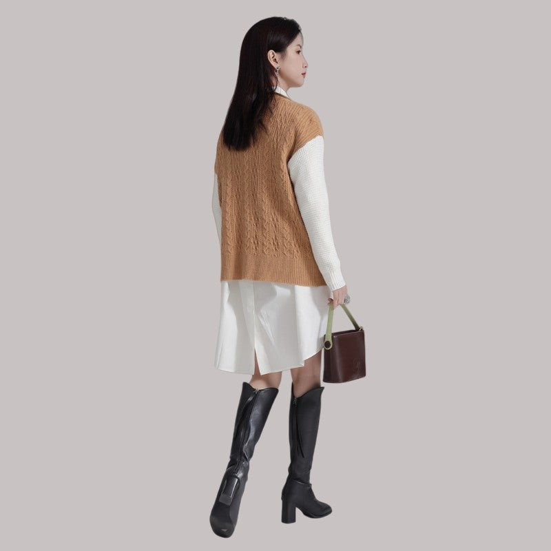 Color-Block Zipper Sweater