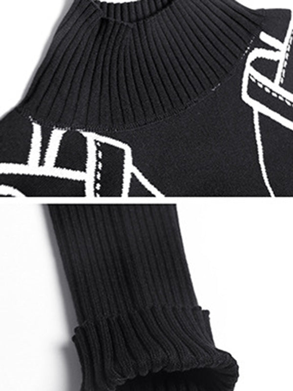 Original Print Irregularity Knitting Sweater