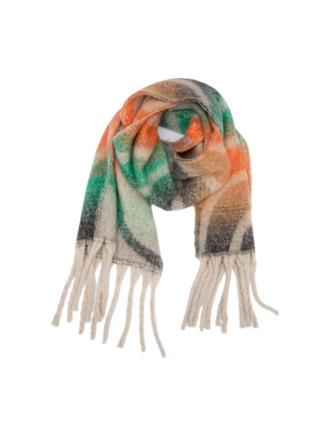 Scarvii - Winter Tassel Scarf with Colorful Wavy Jacquard