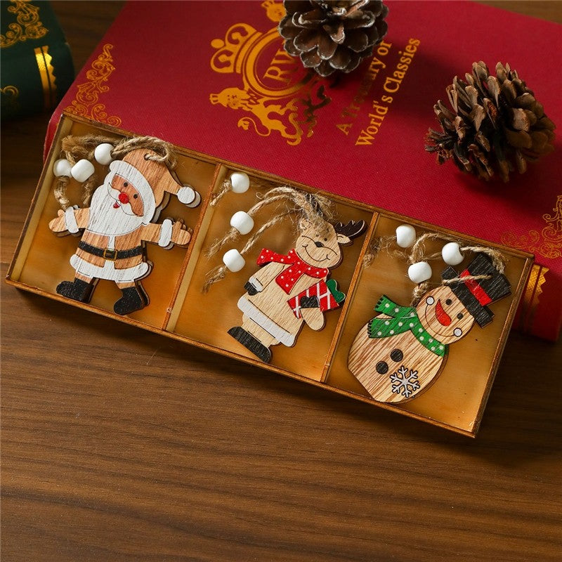 Cartoon Wooden Painted Pendant In Box