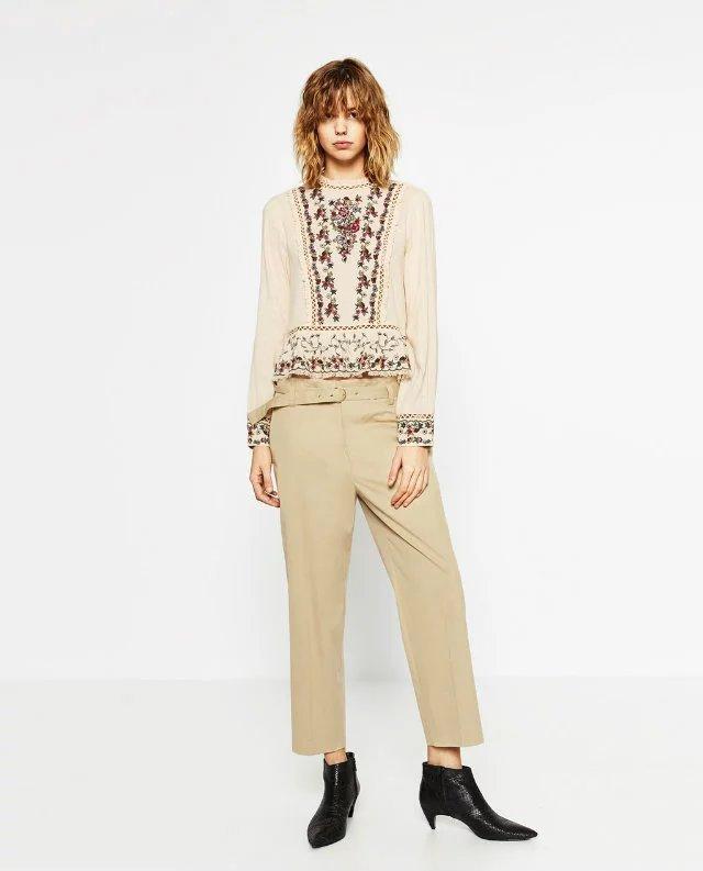 Embroidery Long Sleeve Casual T Shirt Blouse