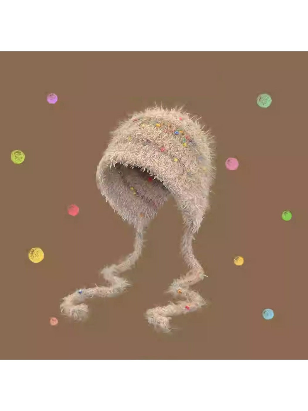 Haila - Colorful Bean Decoration Knitted Beanie with Braided Detail
