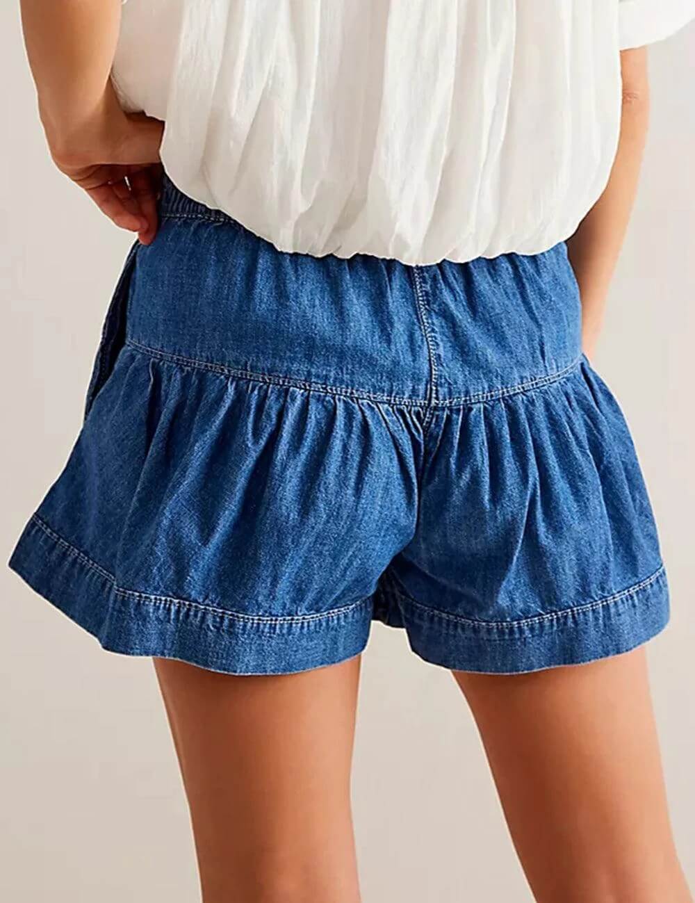 Sweet Solid Color Demin Shorts