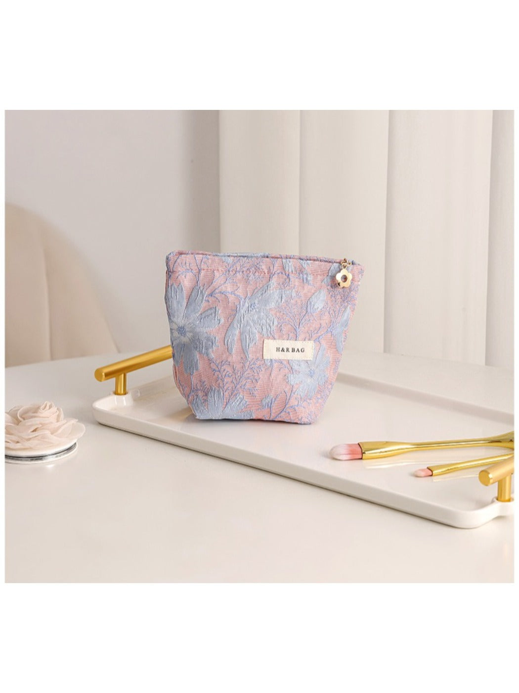 Cosbai - Elegant Cosmetic Bag with Floral Patterns