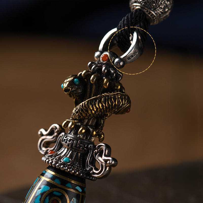 Handmade Jewelry S925 Sterling Silver Diamond Pestle Celestial Bead Pendant For Necklaces, Personalized Trendy Retro Jewelry