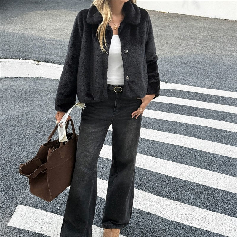 Solid Color Long Sleeve Sweater Coat