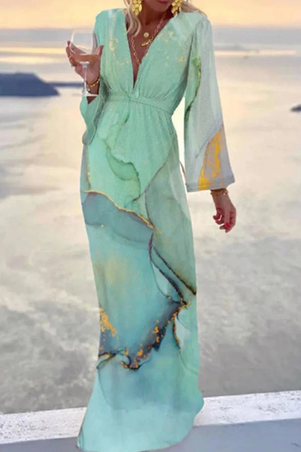 Check Her Stories Marble Print Party\/Vacation Dress