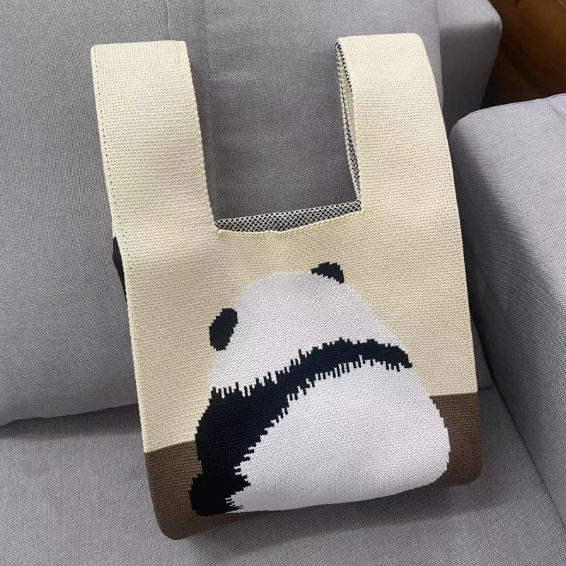 Crochet Tote Bag Big Butt Panda Knitting Bag