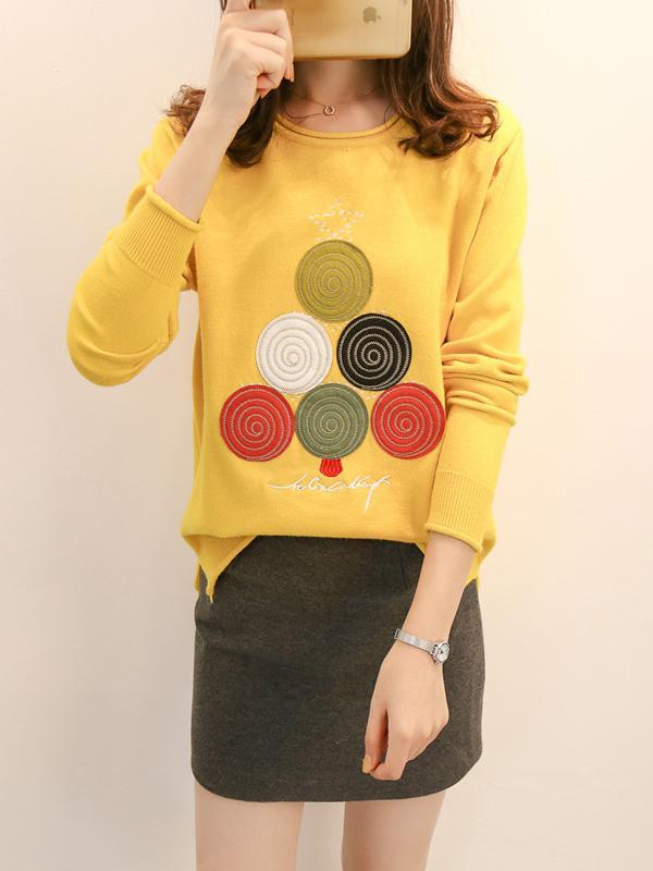 2017 Xmas Tree Casual Sweatshirt Women Long Sleeve T-Shirt