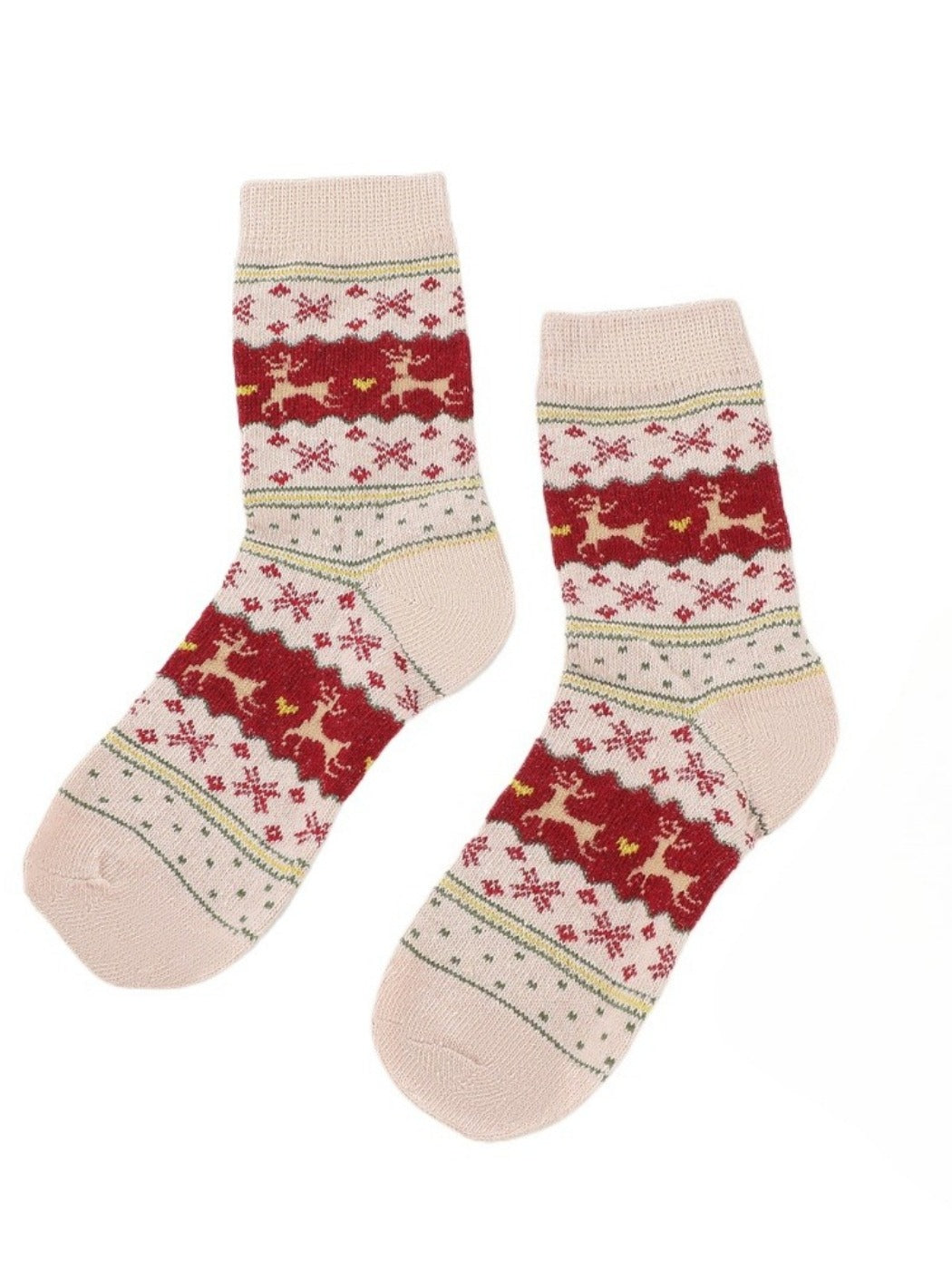 Rufia - Christmas Reindeer Snowflake Mid-Calf Socks – 5 Options