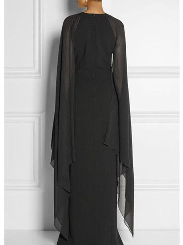 Special Round Neck With Cover-Up Maxi Dress Evening Dress