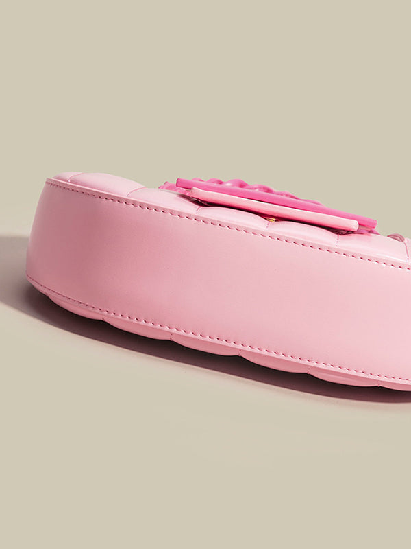 Color-Block Weave Zipper Saddle Bag