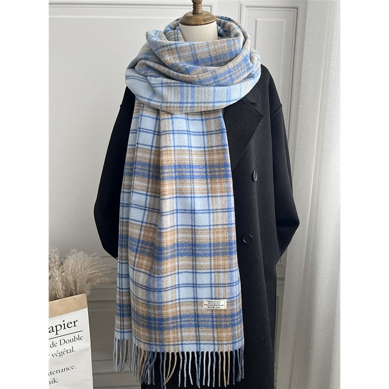 Fringed Plaid Shawl Scarf
