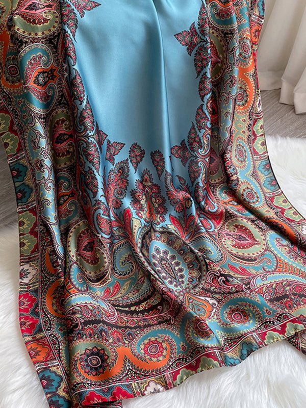 Flower Print Multi-Colored Shawl&Scarf