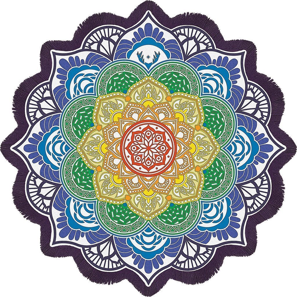 Hot Sale Lotus Digital Printing Fringed Beach Towel Sun Shawl Variety Scarf Yoga Cushion Mat