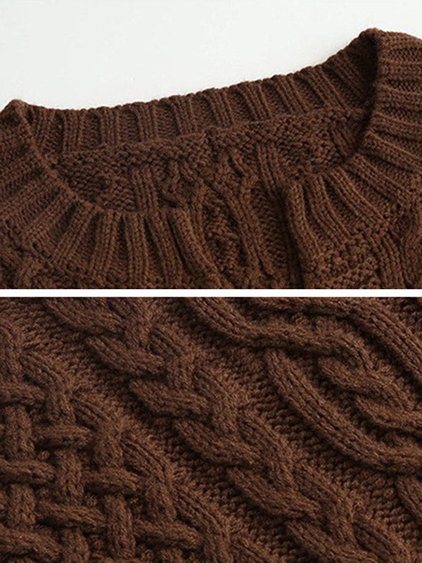 Stylish Loose Jacquard Solid Color V-Neck Sweater