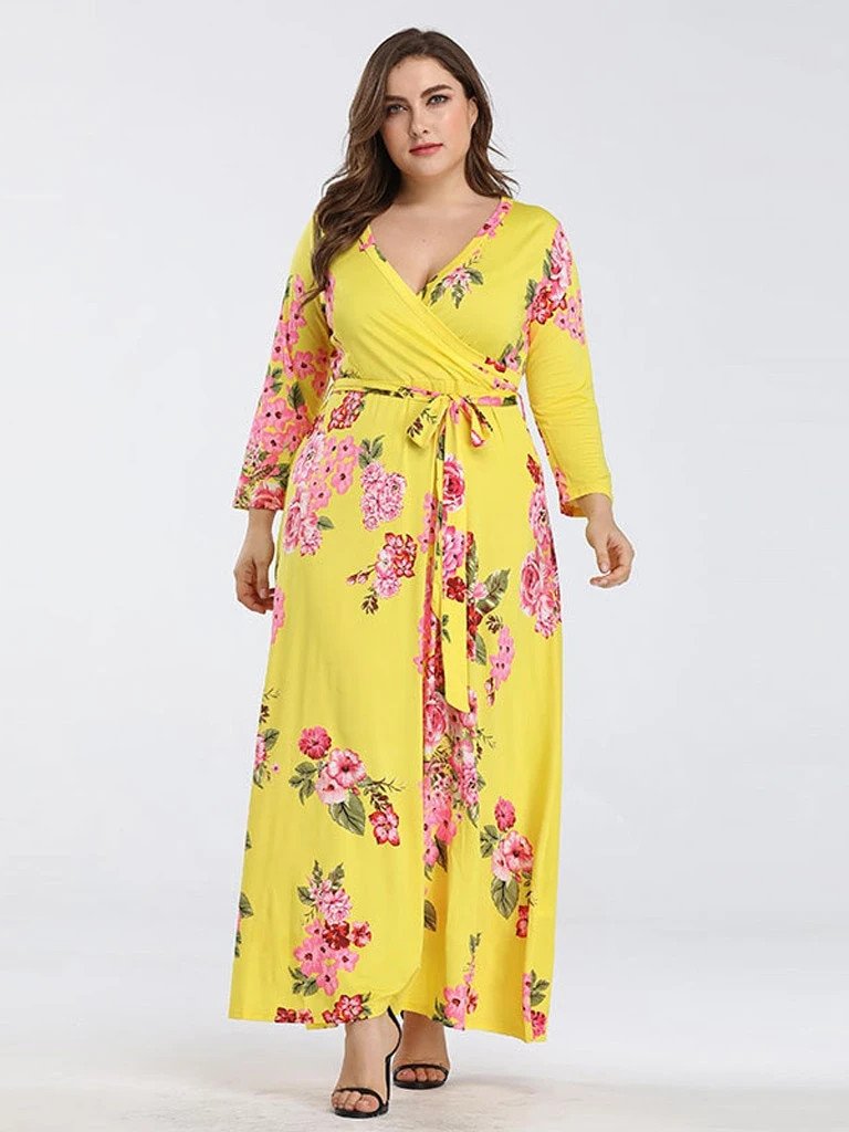 Summer Floral V Neck Clothes For Pregnant Women Printing Long Sleeve Dress