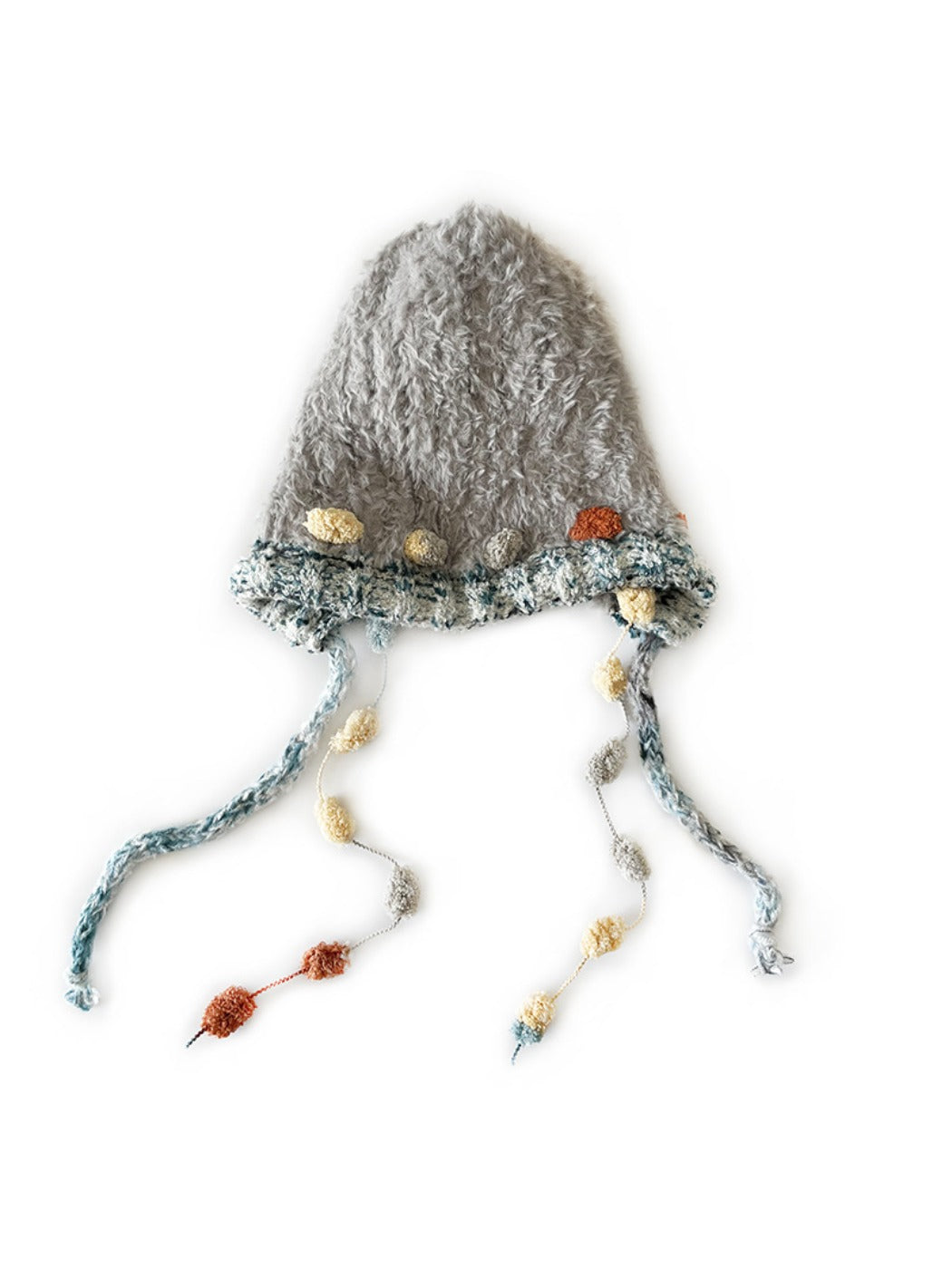 Haila - Winter Knitted Beanie with Pompom & Tassel Braids