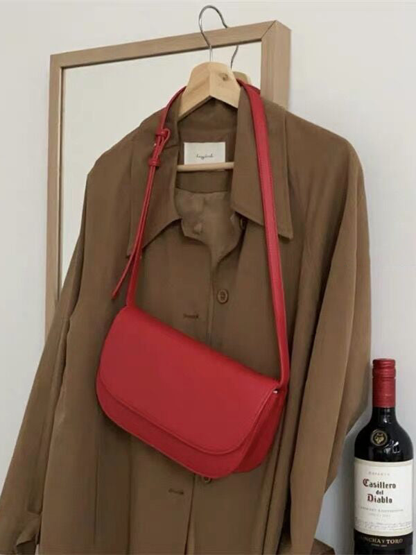 Urban PU Split-Joint Burgundy Shoulder Bag