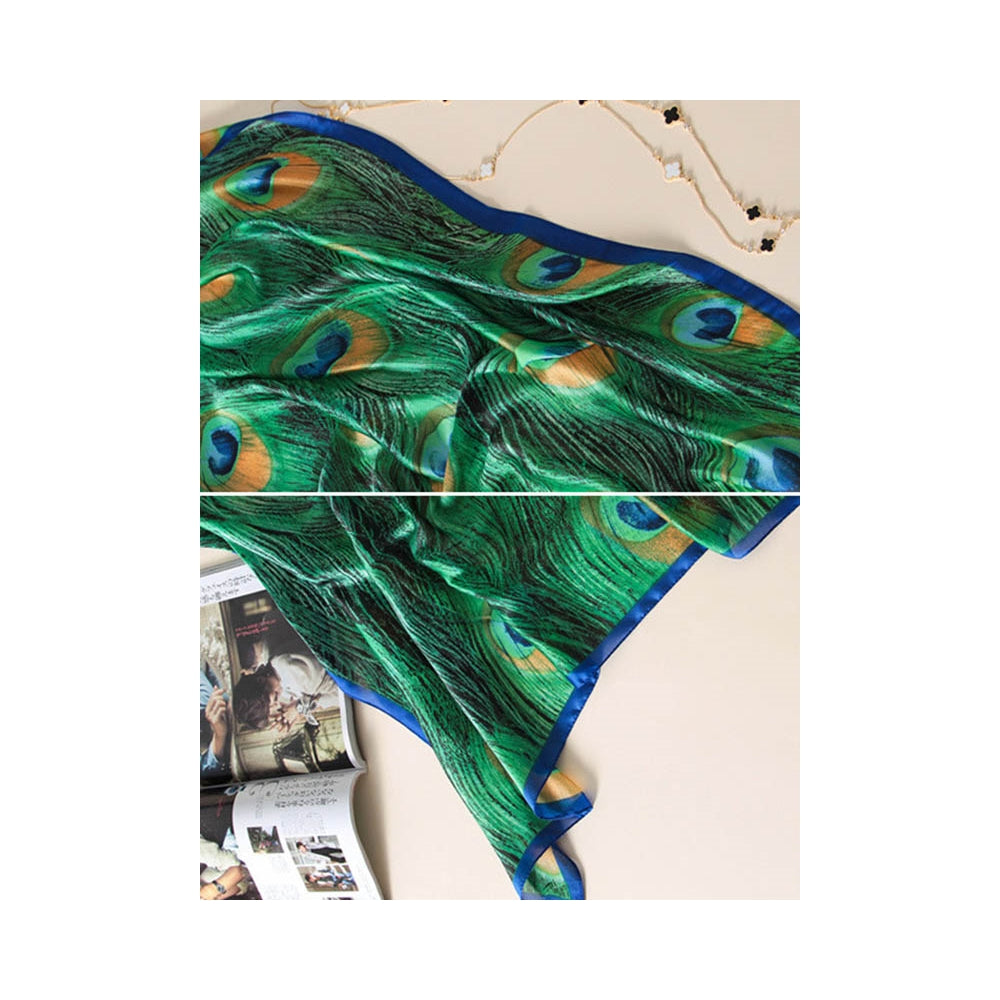 PeacockâS Feathers Print Sunscreen Silk Scarf