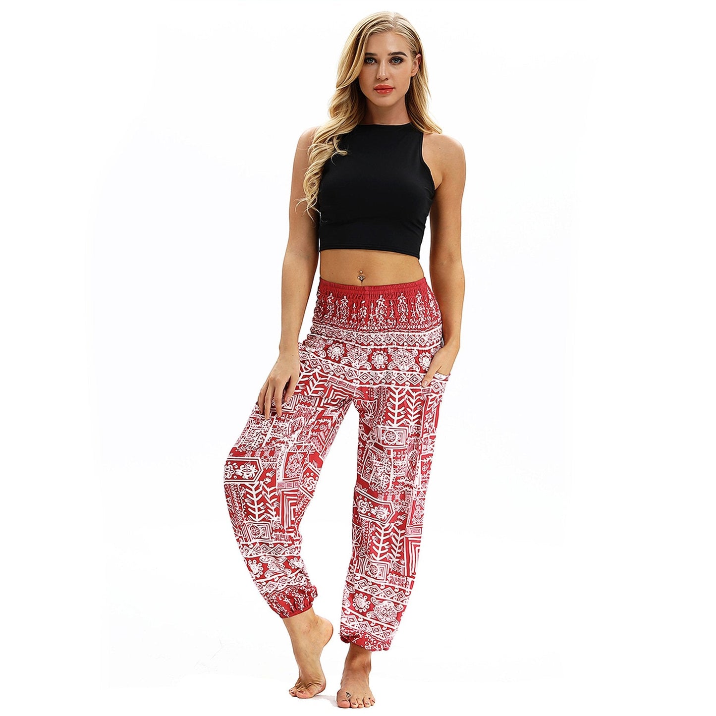 Printed Belly Dance Pants Women Loose Casual Yoga Pants